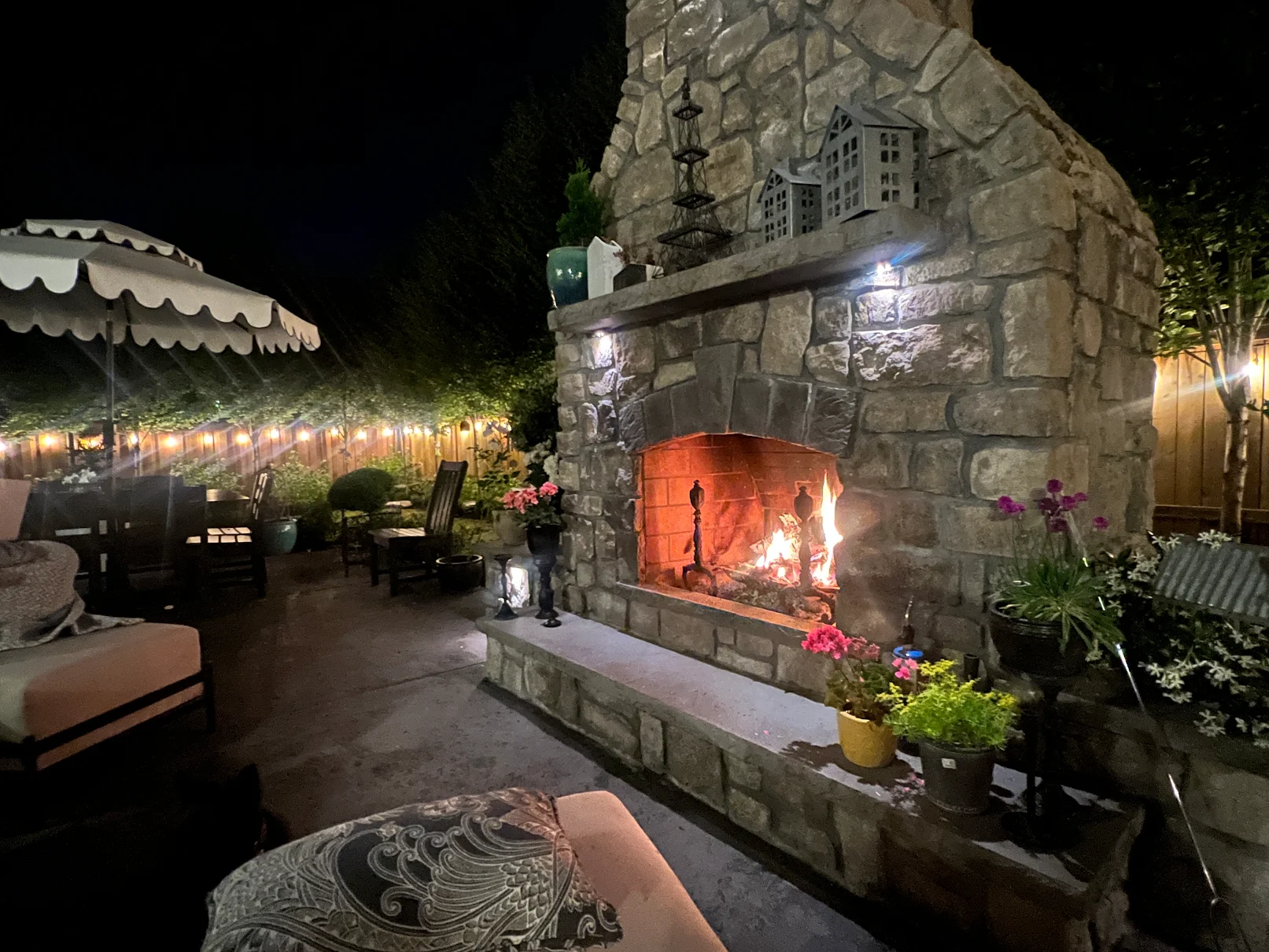 Stone fireplace 